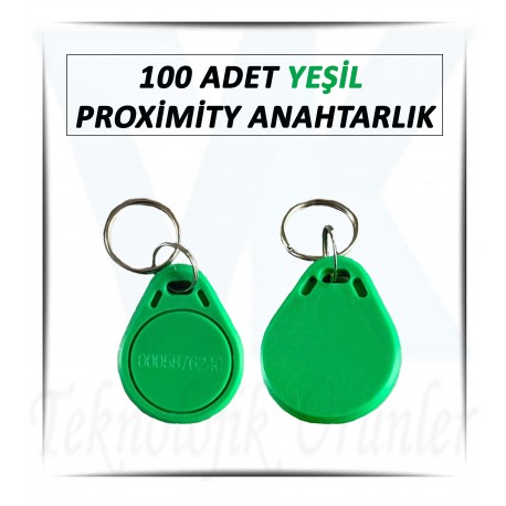 100 Adet Proximity Anahtarlık Yeşil Renk 125 KHz